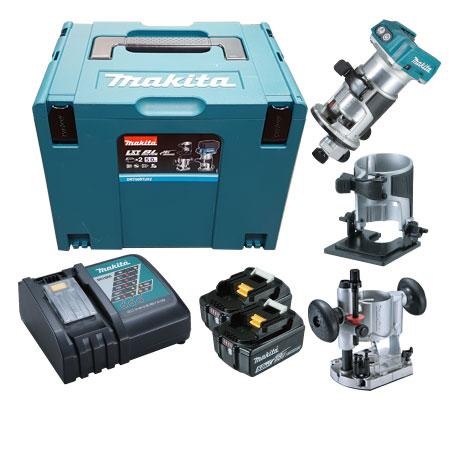 Makita DRT50RTJX2 Akkus felsőmaró és élmaró 18V 2x5,0Ah akkuval MakPac kofferben