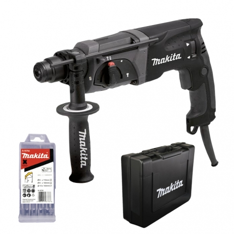 Makita HR2470BX40 Fúró-vésőkalapács SDS+ 2,4J 780W + 5db-os fúrószár készlet