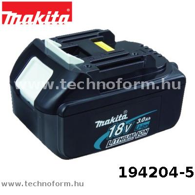 Alkatrész: Makita 194204-5 #18V 3,0Ah Li-ion akkumulátor BL1830 BULK